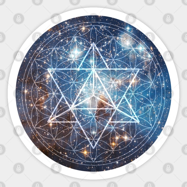 Merkaba in Flower of Life Sticker by Bluepress